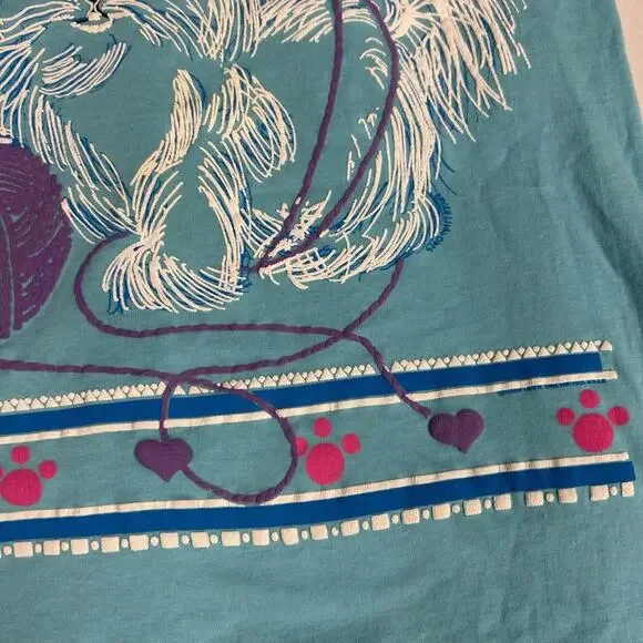 Vintage Cat Tee T-Shirt Size Small Single Stitch 80s Puff Paint New Orleans Tee - Picture 7 of 12